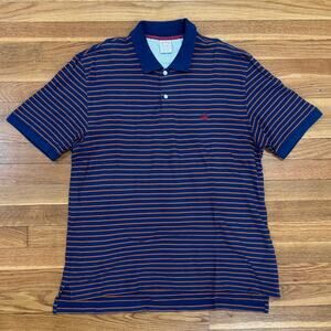 Vintage Brooks Brothers Striped Polo Shirt Blue Orange Men’s Size Large Preppy